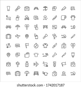 Icon set of travel. Editable vector pictograms isolated on a white background. Trendy outline symbols for mobile apps and website design. Premium pack of icons in trendy line style.