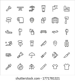 Icon set of travel. Editable vector pictograms isolated on a white background. Trendy outline symbols for mobile apps and website design. Premium pack of icons in trendy line style.