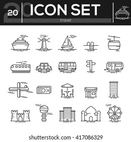 icon set travel and transport.  icon design. vector illustration