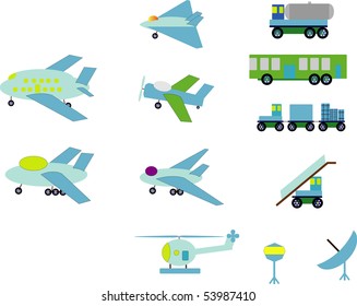 Icon Set, travel and transport on white background