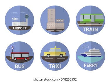 icon set of travel transportation vector