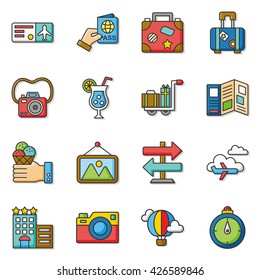 conjunto de iconos vectores de viaje
