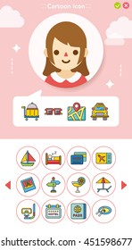 icon set travel vector