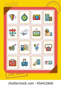 icon set travel vector