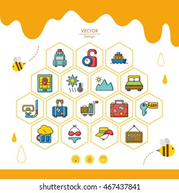 icon set travel vector