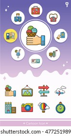 icon set travel vector