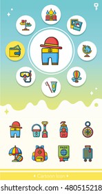 icon set travel vector