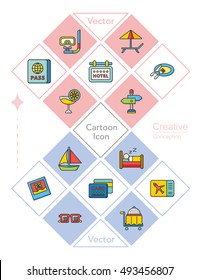 icon set travel vector