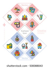 icon set travel vector
