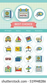 icon set travel vector