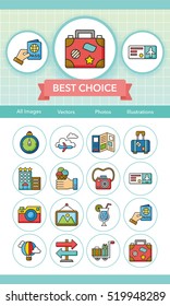 icon set travel vector