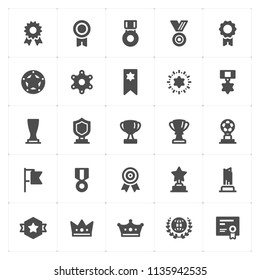 Icon set - trophy and awards filled icon style vector illustration on white background