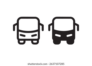 Icon set of two bus symbols in black and white.