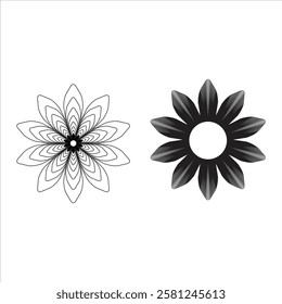 icon set of two different flowers 