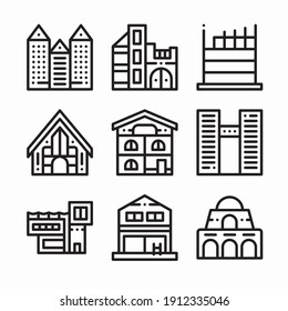 Icon Set Type Of Houses for different seasons Line