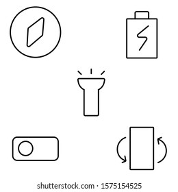 icon set ui apps and web essential email, play, padlock, gallery, camera, phone, return, register, settings, message, send, calendar and notification outline