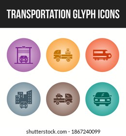 Conjunto de iconos de icono de glifo de transporte único