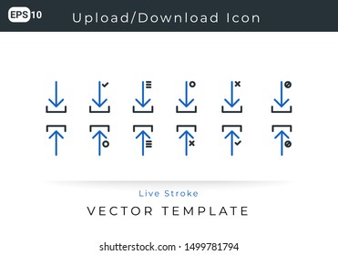 Icon Set Upload, Download For Website, Infographic Element. Vector Illustration