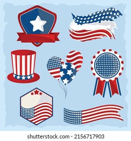 icon set USA independence design