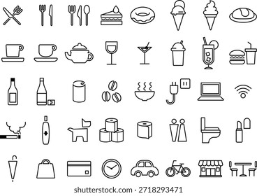 An icon set for use in restaurants, cafes, and other dining establishments

