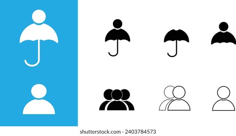 Icon set user and umbrella. Logo Vector illustration. Editable icon background and logo