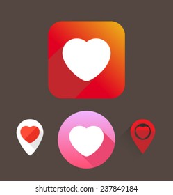 Icon set for Valentines day. Flat Design template. Vector.
