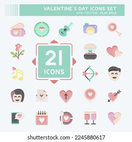 Icon Set Valentine's Day. related to Love Day symbol. flat style. simple design editable. simple illustration