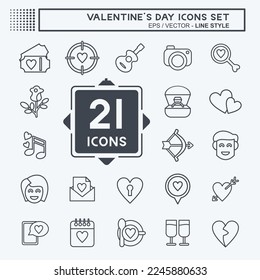 Icon Set Valentine's Day. related to Love Day symbol. line style. simple design editable. simple illustration