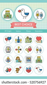 icon set valentines day vector