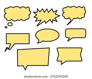 Icon set of various blank mind bubbles on white background