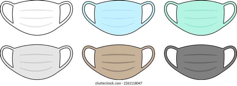 Icon set of various colored surgical masks