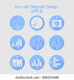 icon set of various diagrams with blue shadow vector shape 9 pieces, for templates, vector design eps 10
