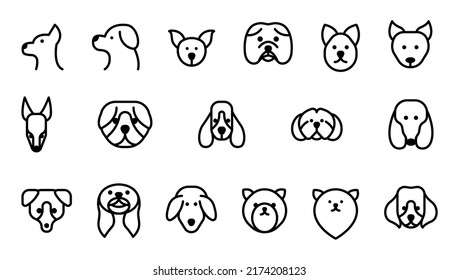 Icon Set Various of Dog. Simple and Minimalist Line, Easy to Use for mobile or web. Editable Stroke Line, Let's Make your Design Easier