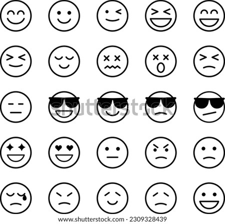 Icon Set of Various Facial Expressions