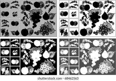 Icon set of various fruit and vegetables.