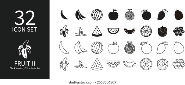 Icon set of various fruits