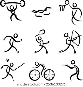 Icon set of various sports activities