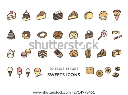 Icon set of various sweets