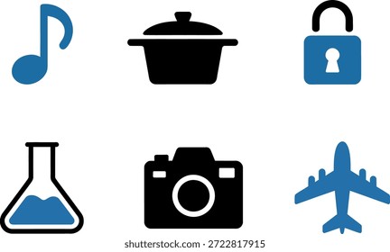 Conjunto de iconos con varios símbolos en estilo de diseño plano