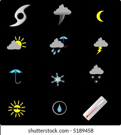 Icon set of various weather phenomena