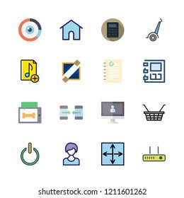  icon set. vector set about agenda, segway, calculator and visibility icons set.