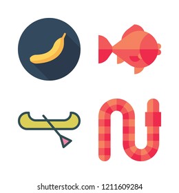  icon set. vector set about bananas, snake, goldfish and boat icons set.