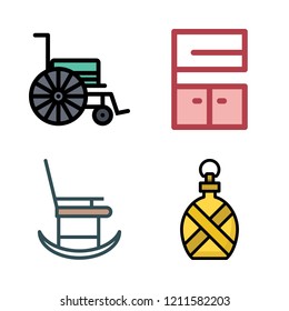  icon set. vector set about canteen, rocking chair, wheelchair and furniture icons set.