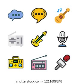  icon set. vector set about chat, microphone, electric guitar and guitar icons set.