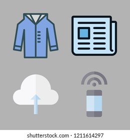  icon set. vector set about coat, cloud computing, smartphone and text lines icons set.