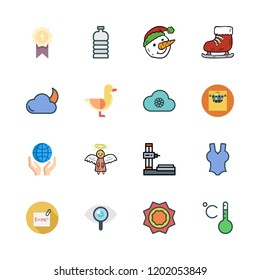 icon set. vector set about duck, physics, award and snowman icons set.