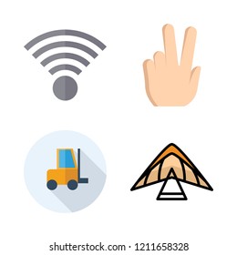 icon set. vector set about duty, paragliding, wifi and peace icons set.