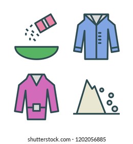  icon set. vector set about falling debris, coat and seasoning icons set.