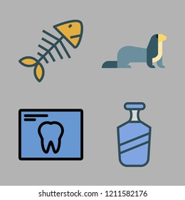 icon set. vector set about fishbone, shampoo, x ray and animals icons set.