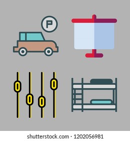  icon set. vector set about parking, white board, bunk and levels icons set.